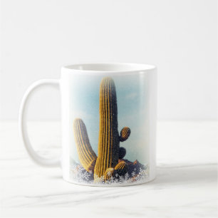 Taza De Café Nieve cayendo sobre Saguaro