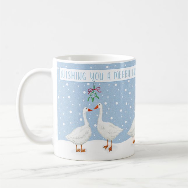 Taza De Café Nieve en Geese Mistletoe Merry Christmas Mug (Izquierda)