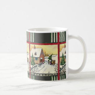 Taza De Café Nieve en Navidades, estilo de vintage, agregar tex