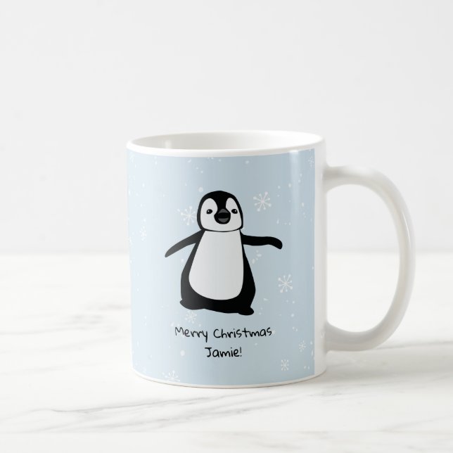 Taza De Café Nieve personalizada de Navidades pingüinos (Derecha)