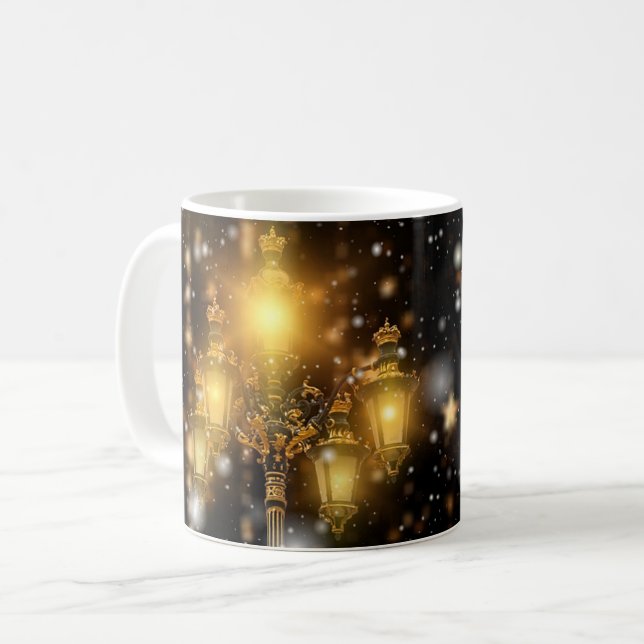Taza De Café Nieve reluciente cayendo sobre la lámpara (Anverso izquierdo)