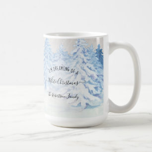 Taza De Café Nieve rusa que sueña con familia de Navidades blan