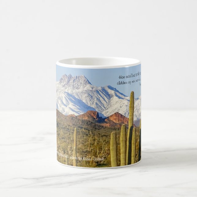 Taza De Café Nieve tapada Cuatro Picos Montaña Saguaro Cactus (Centro)