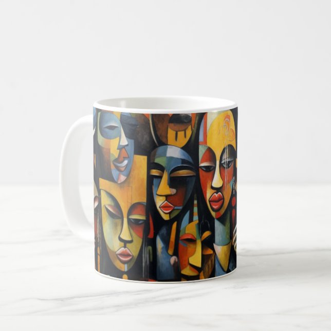 Taza De Café Nigeria Resumen de arte, África, arte africano (Anverso izquierdo)