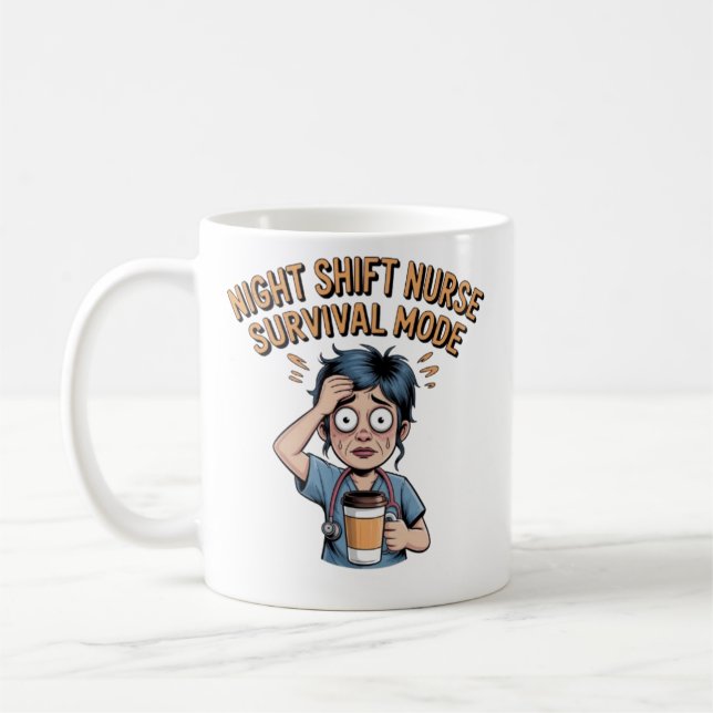 Taza De Café Night Shift Nurse Survival Mode Funny Nurse Coffee (Izquierda)