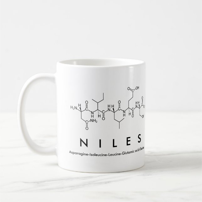 Taza De Café Niles peptide name mug (Izquierda)