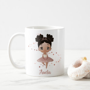 Taza De Café Niña bailando bailarina princesa, oro Rosa