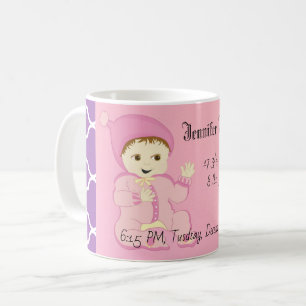 Taza De Café Niña bebé en rosa con flores