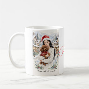 Taza De Café Niña besando a cachorro de Caniche–Mamá Caniche