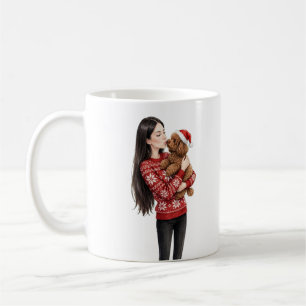 Taza De Café Niña besando a cachorro de caniche–Mamá caniche