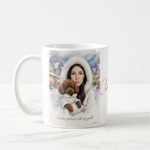 Taza De Café Niña besando a cachorro de Caniche–Mamá Caniche