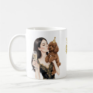 Taza De Café Niña besando a cachorro de Caniche–Mamá Caniche