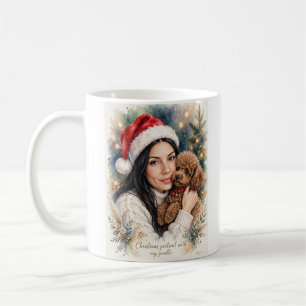Taza De Café Niña besando a cachorro de caniche–Mamá caniche