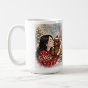 Taza De Café Niña besando a cachorro de caniche–Mamá caniche