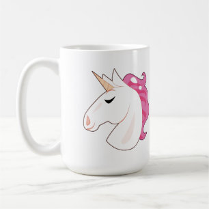 Taza De Café Niña blanca de pelo rosa de unicornio