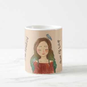 Taza De Café Niña de los pájaros azules no te vayas