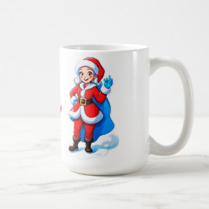 Taza De Café Niña de Papá Noel de dibujos animados con abrigo r
