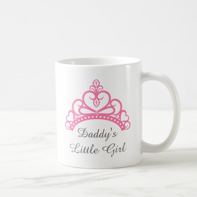 Taza De Café Niña del papá, princesa rosada elegante Tiara (Derecha)