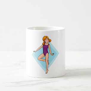 Taza De Café Niña Gimnasta en Leotardo Púrpura