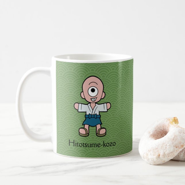 Taza De Café Niña japonesa de un ojo: Personalizado Yokai (Con donut)