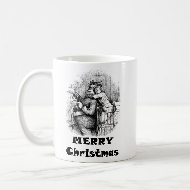 Taza De Café Niña pequeña abrazando el arte de los Navidades de (Izquierda)