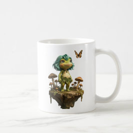 Taza De Café Niña Rana Adorable Entre Hongos con Mariposa