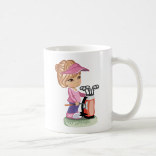 Taza De Café Niña rubia que juega a golf