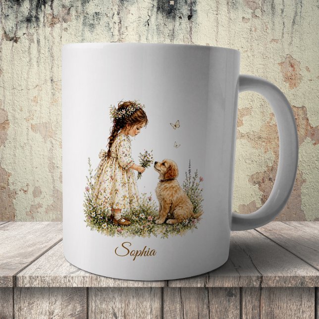 Taza De Café Niña y cachorro (Subido por el creador)
