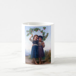 Taza De Café Niñas con la rama de cerezo, Bouguereau