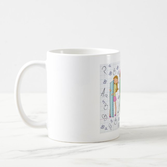 Taza De Café Niñas escolares con una excesiva plantilla escolar (Subido por el creador)