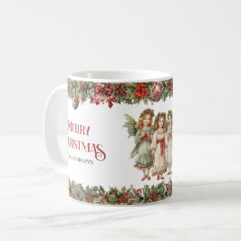Taza De Café Niñas Navidades Angels victorianos con holly