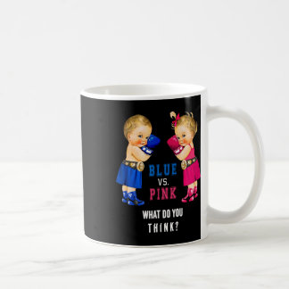 Taza De Café Niñera de boxeo azul versus rosa Revelación de gén