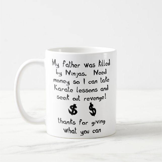 Taza De Café Ninjas mató a mi padre Funny Mug Humor (Izquierda)