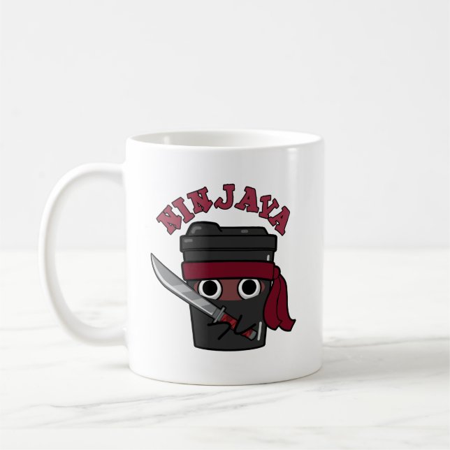 Taza De Café Ninjava Funny Ninja Java Coffee Pun (Izquierda)