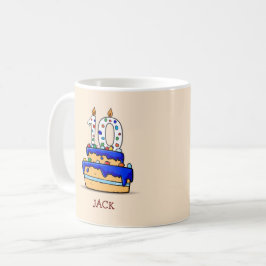 Taza De Café Niño 10 cumpleaños, 10 con dulce pastel azul