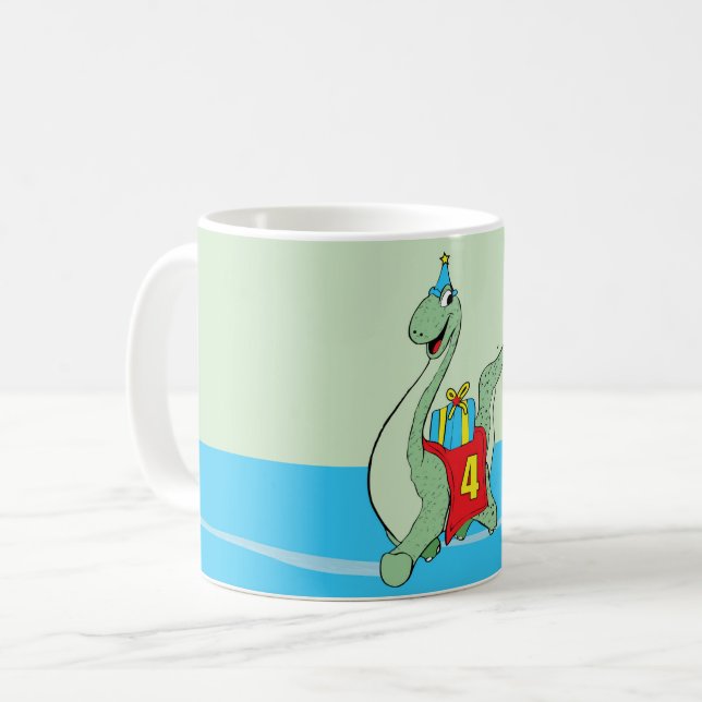 Taza De Café Niño, 4 años de dinosaurio (Anverso izquierdo)