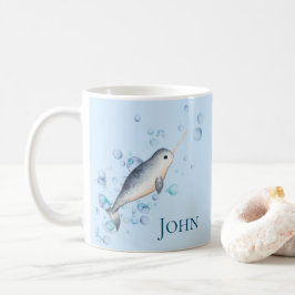 Taza De Café Niño adorable Narwhal ocean Bubbles