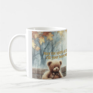 Taza De Café Niño angelical con oso de peluche