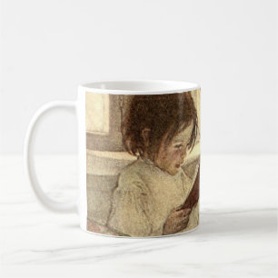 Taza De Café Niño Antiguo Leyendo un Libro, Jessie Willcox Smit