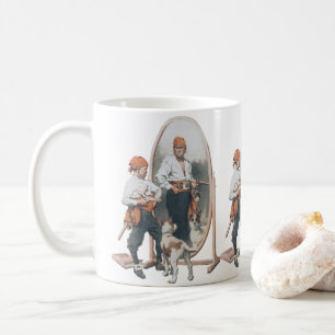 Taza De Café Niño Antiguo, Niño Pirata, Perro, Espejo, Bucanero