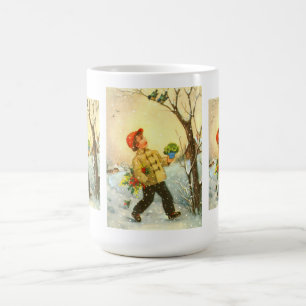 Taza De Café Niño caminando en la nieve