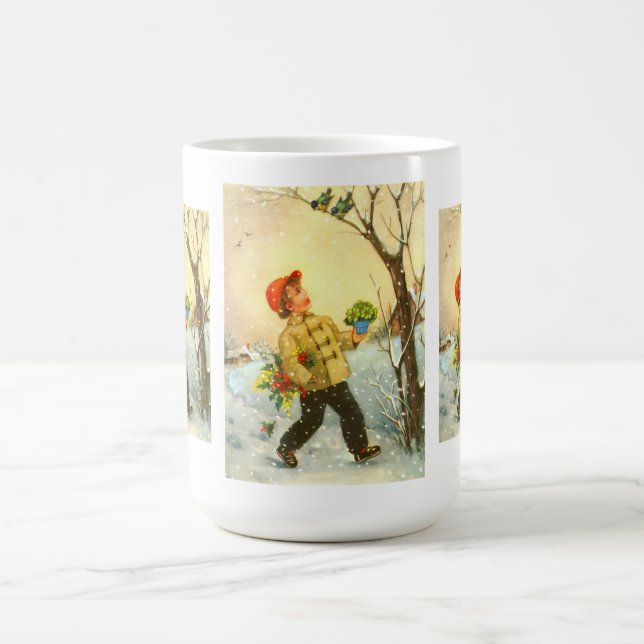 Taza De Café Niño caminando en la nieve (Centro)