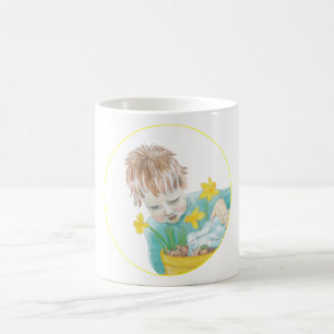 Taza De Café Niño Con Daffodils