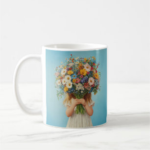 Taza De Café Niño con un exuberante Bouquet de Flor Silvestre