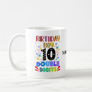 Taza De Café Niño de cumpleaños 10 dígitos dobles, décimo cumpl