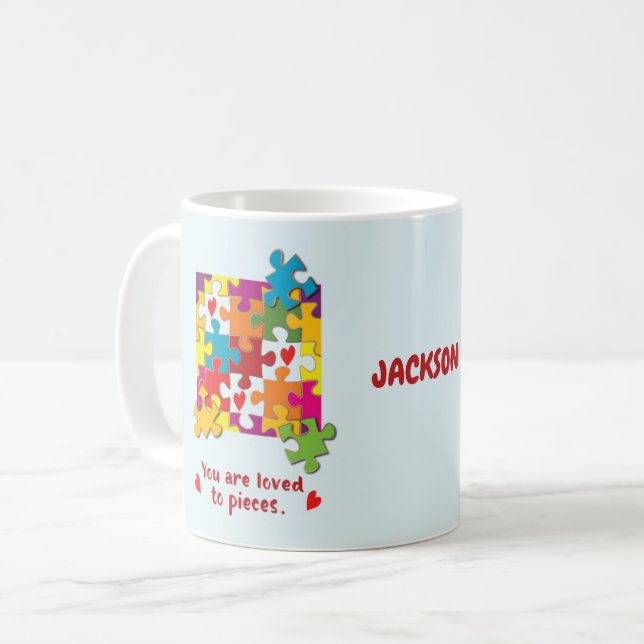 Taza De Café Niño de cumpleaños rompe el amor a las piezas (Anverso izquierdo)