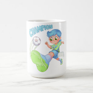 Taza De Café Niño de Fútbol Pateando Balón Futuro Estrella del