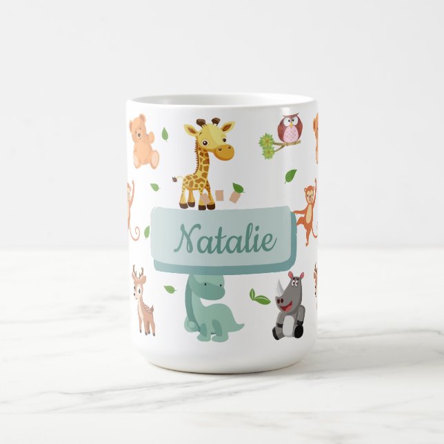 Taza De Café Niño de Personalizado animal lindo (Centro)