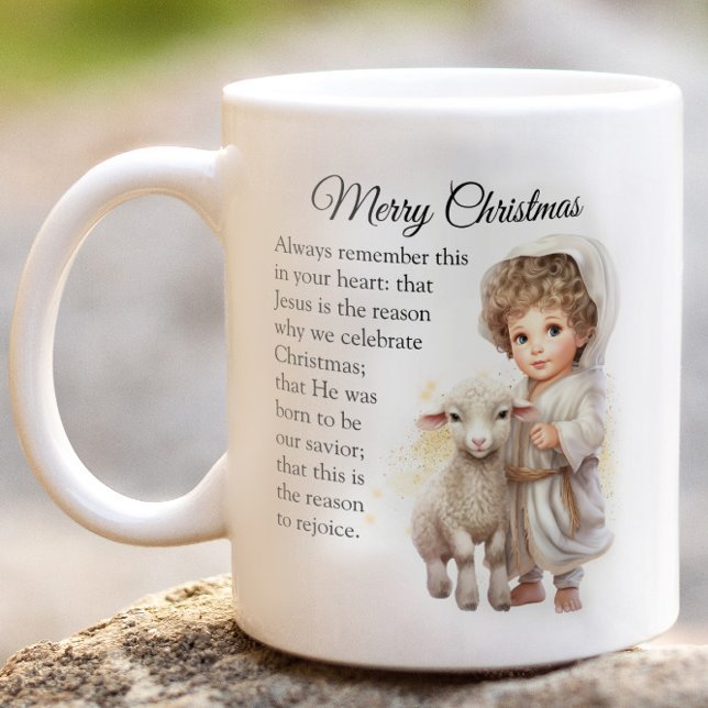 Taza De Café Niño Jesús Y Ilustracion De Cordero (Subido por el creador)