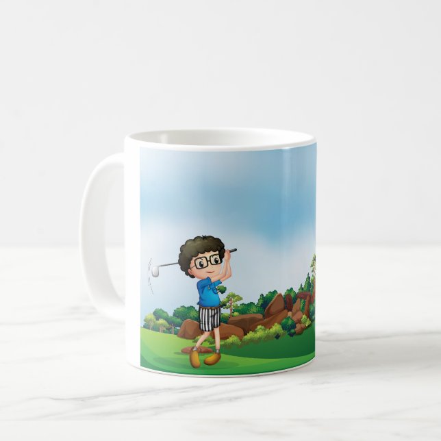 Taza De Café Niño jugando golf (Anverso izquierdo)